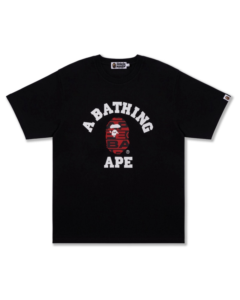 Bape Lux Urheilu Pattern College Miesten T Paidat Mustat | KIQ-124690