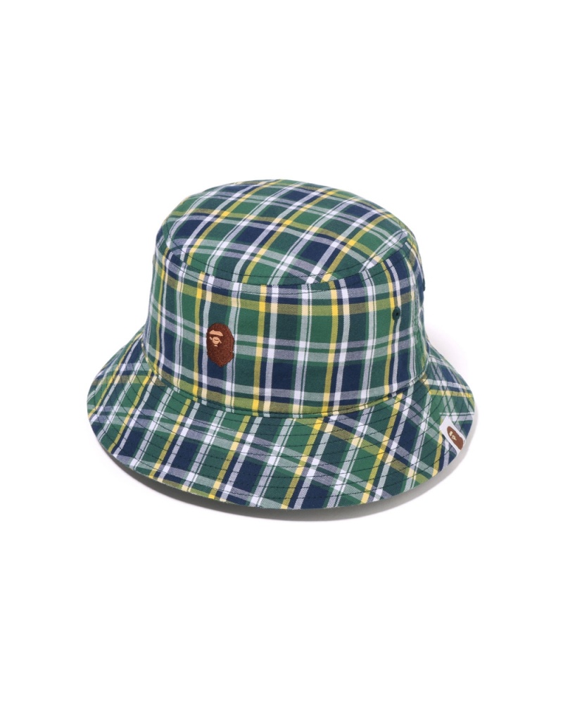 Bape Mini Check Bucket Miesten Hatut Vaaleanvihreä | WKH-035241