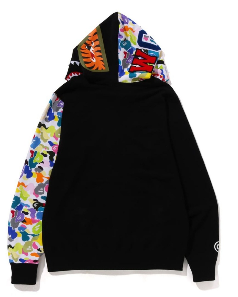 Bape Multi NYC Logo Shark Full Zip Hoodie Miesten Collegepaita Mustat | WMP-253970