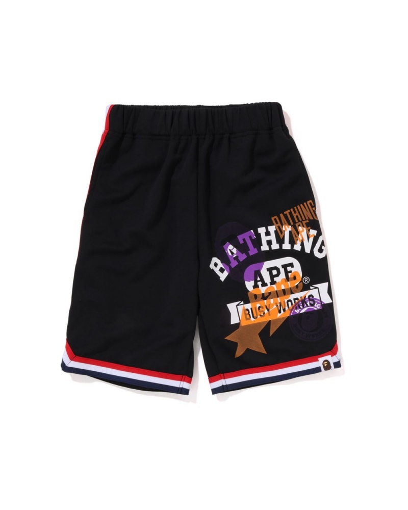 Bape Multi Print Basketball Shorts Lasten Housut Mustat | JRG-306451