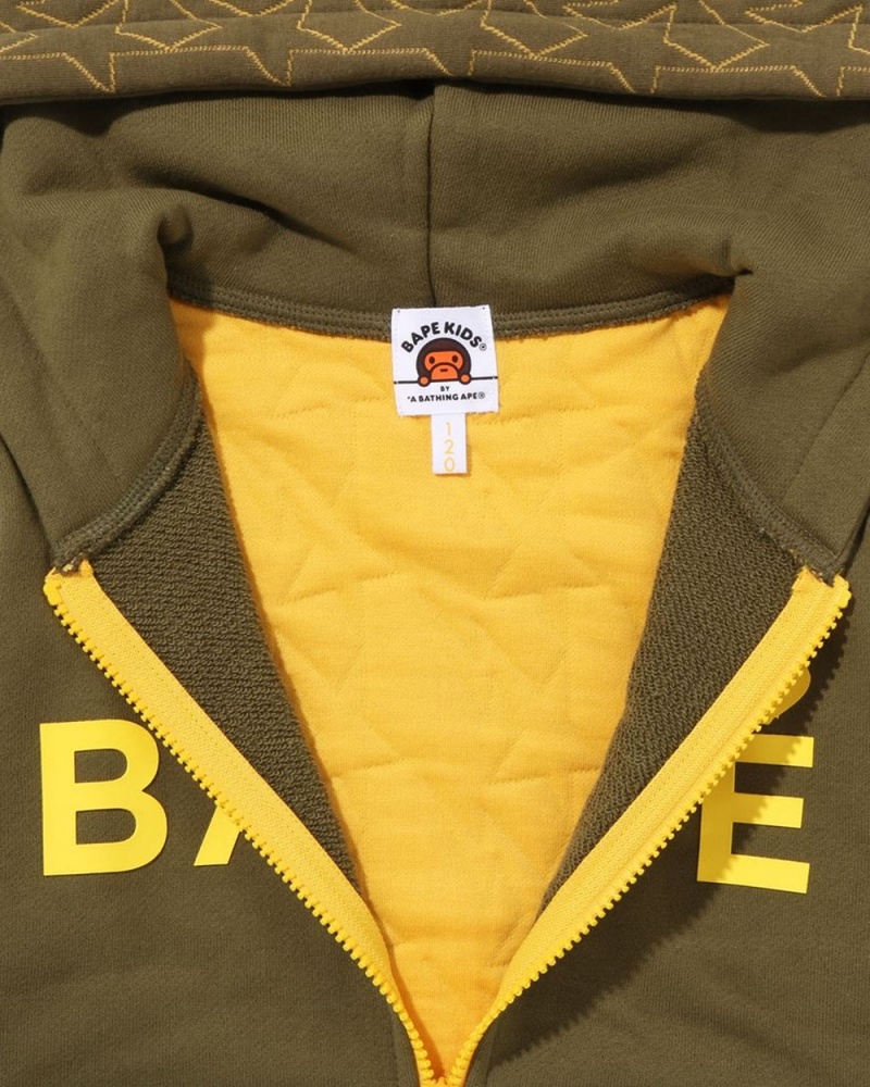 Bape STA Quilting Zip Hoodie Lasten Topit Vihreä | YFA-809534