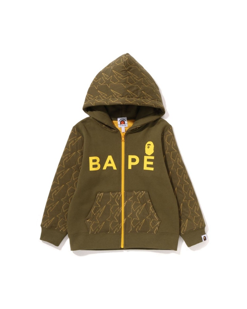 Bape STA Quilting Zip Hoodie Lasten Topit Vihreä | YFA-809534