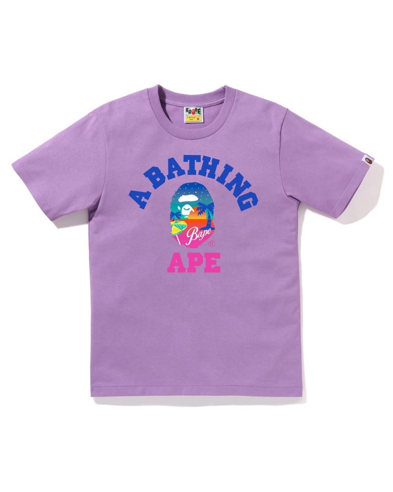 Bape Sunset Beach Naisten T Paidat Violetit | BHF-963215