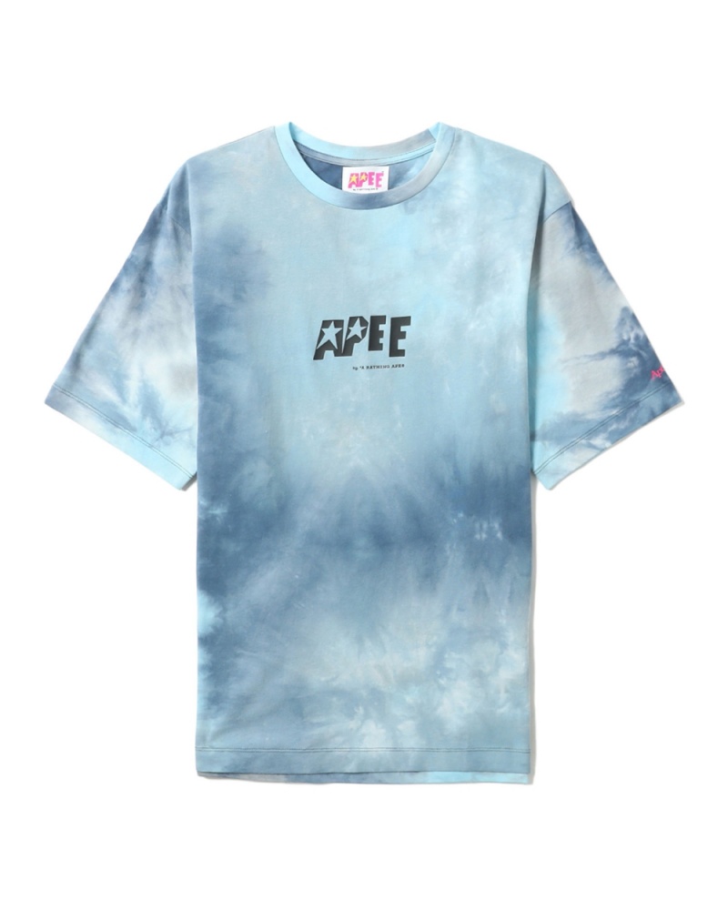 Bape Tie-dye graphic slit Naisten T Paidat Sininen | ZUK-098451