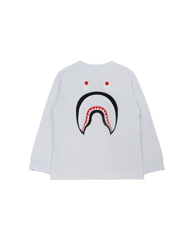 Bape WGM Shark L/S Lasten Topit Valkoinen | PVY-361478