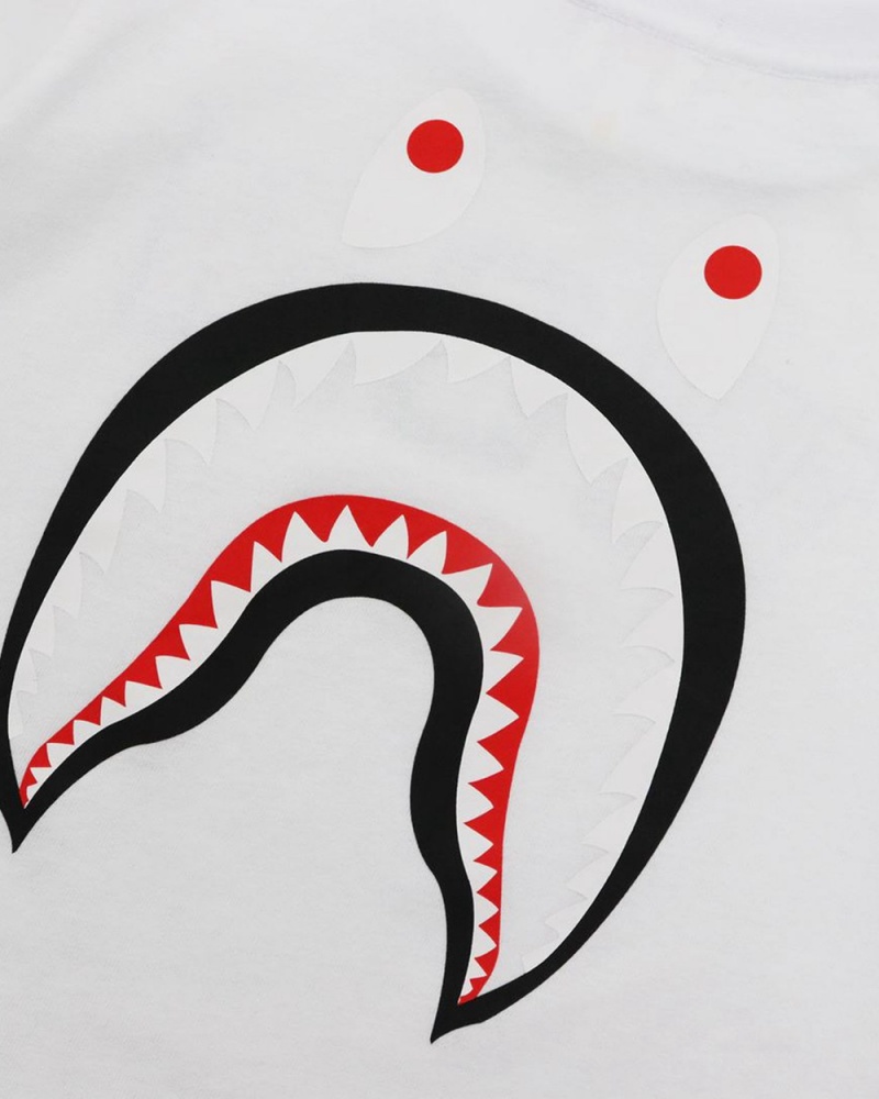 Bape WGM Shark L/S Lasten Topit Valkoinen | PVY-361478