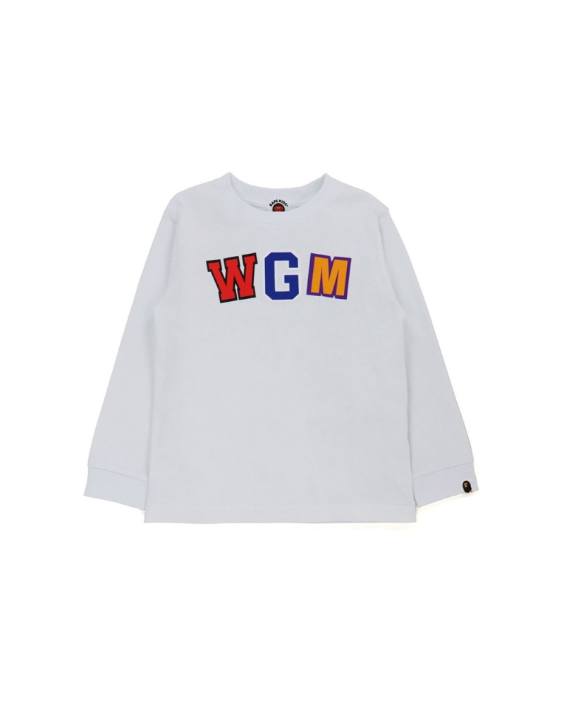 Bape WGM Shark L/S Lasten Topit Valkoinen | PVY-361478